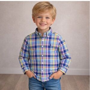 Ralph Lauren Boys Plaid Cotton Button Down Shirt